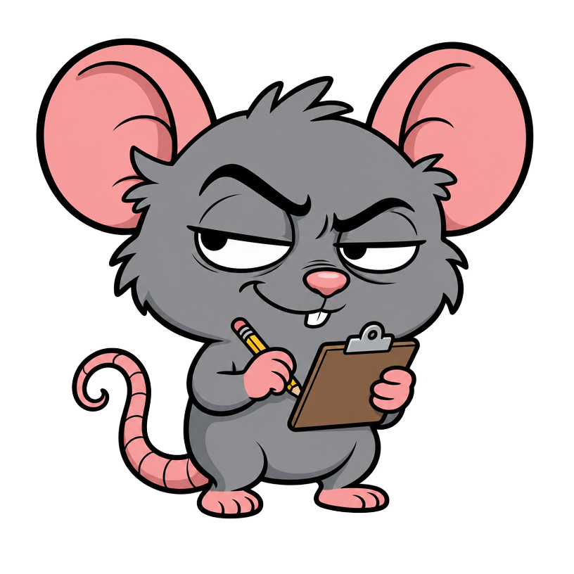 AccuRat — the smug quiz-rat mascot